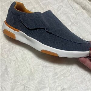Ortho Comfoot Stylish Blue-Grey and Orange Men's Slip-On Shoes